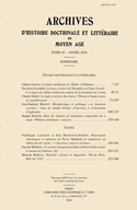 Archives d'histoire doctrinale et littéraire du Moyen Âge, t. 85, 2018